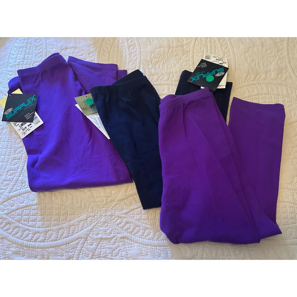 Body Wrappers Dance Cropped Pants Bundle Lot of 3 Purple Navy Size Large NWT